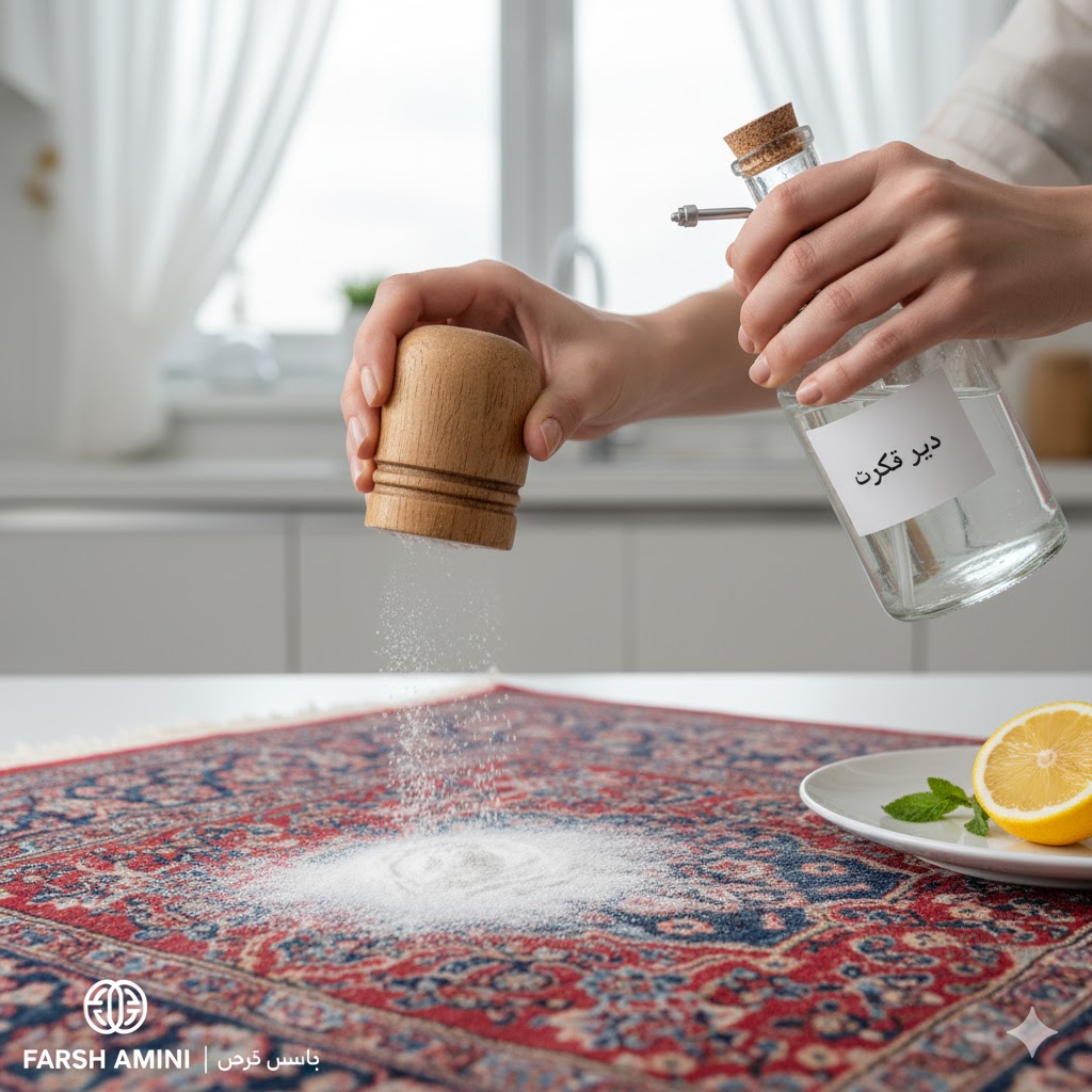 شستشوی فرش ماشینی با مواد طبیعی- استفاده از جوش شیرین و سرکه